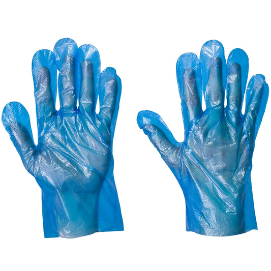 Large Blue Poly Gloves x 500