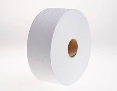 2 Ply White RECYCLED Jumbo Toilet Rolls 300mtr 2.25" Core