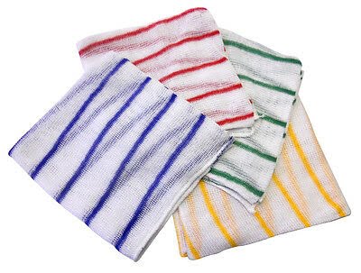 Green Striped Dishcloth x 10
