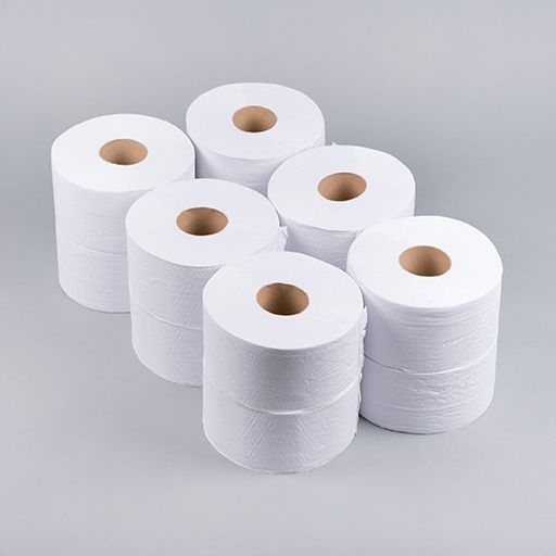 2 Ply White RECYCLED Mini Jumbo Toilet Roll 150mtr 3" Core x 12