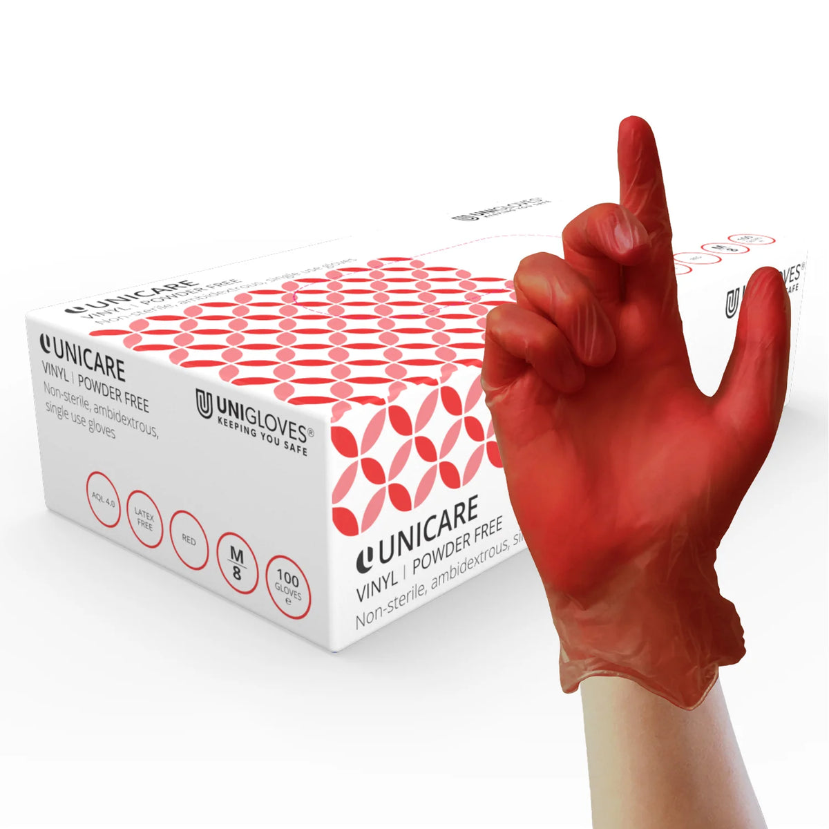 Extra Large Red Vinyl Powder Free Gloves x 100