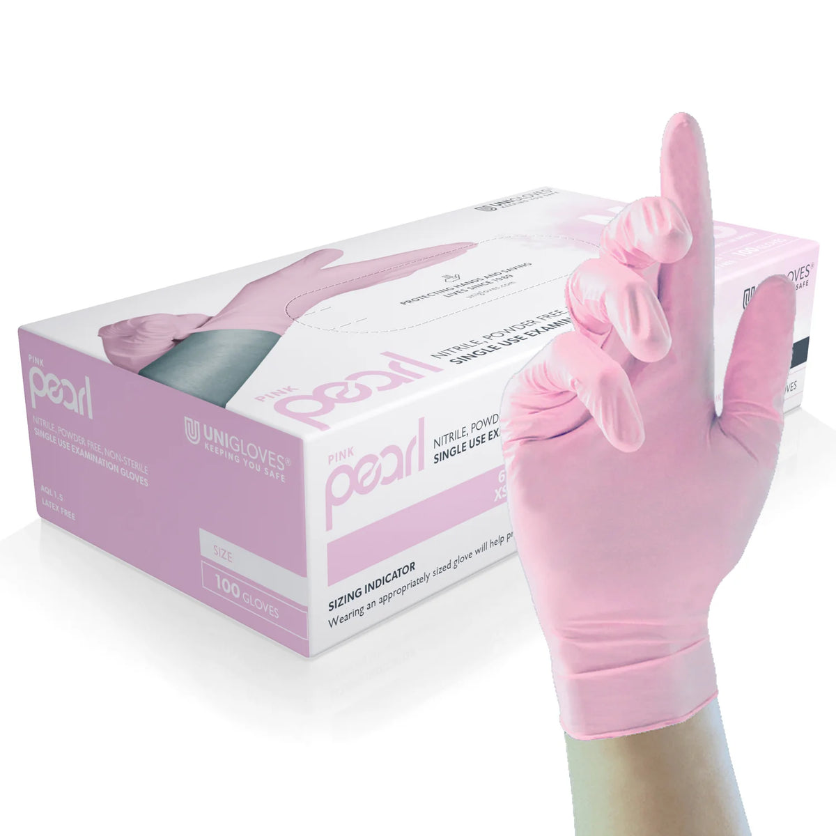 Medium Pink Nitrile Powder Free x 100