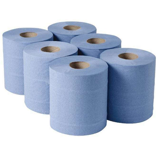 2 Ply Blue Centrefeed Rolls 150mtr x 6