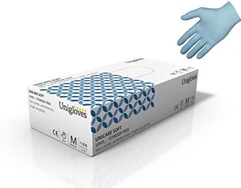 Medium Blue Vinyl Powder Free Gloves x 100