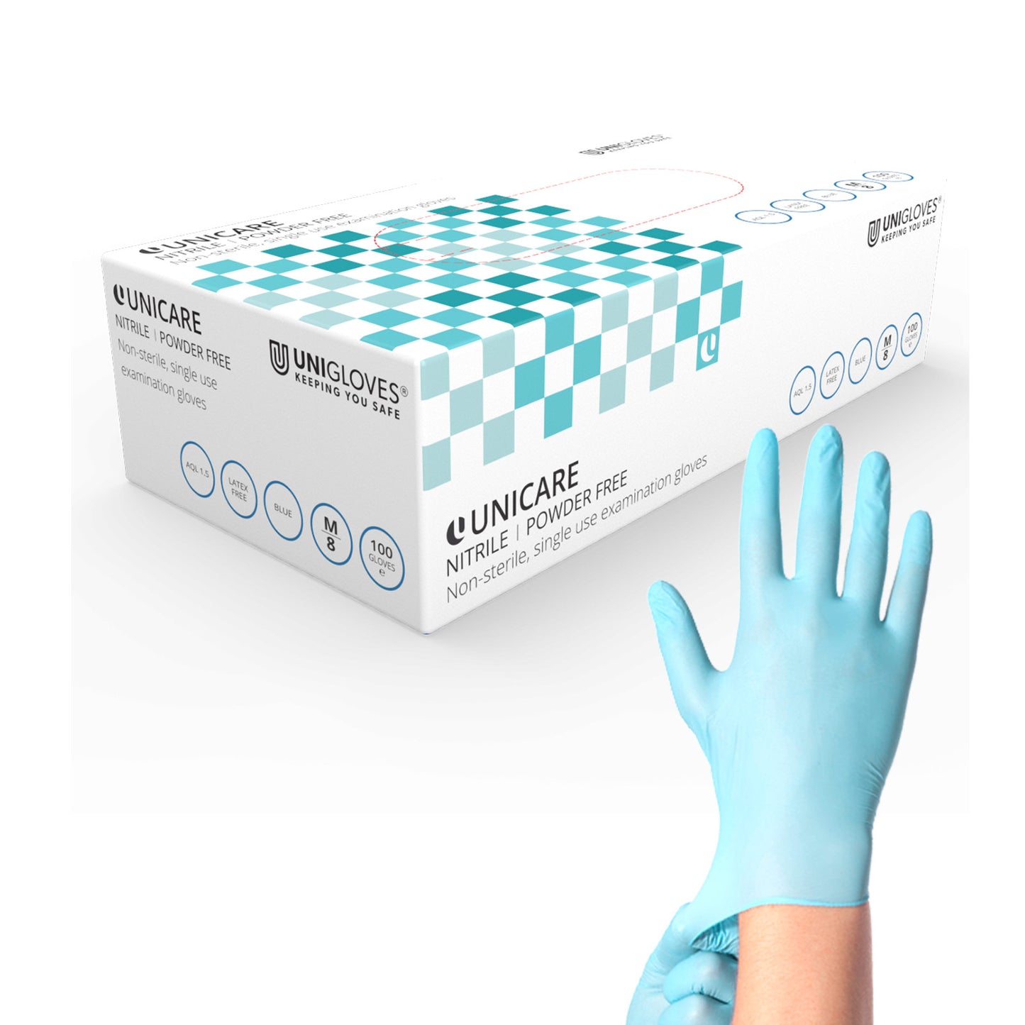 Small Blue Nitrile Powder Free Gloves x 100